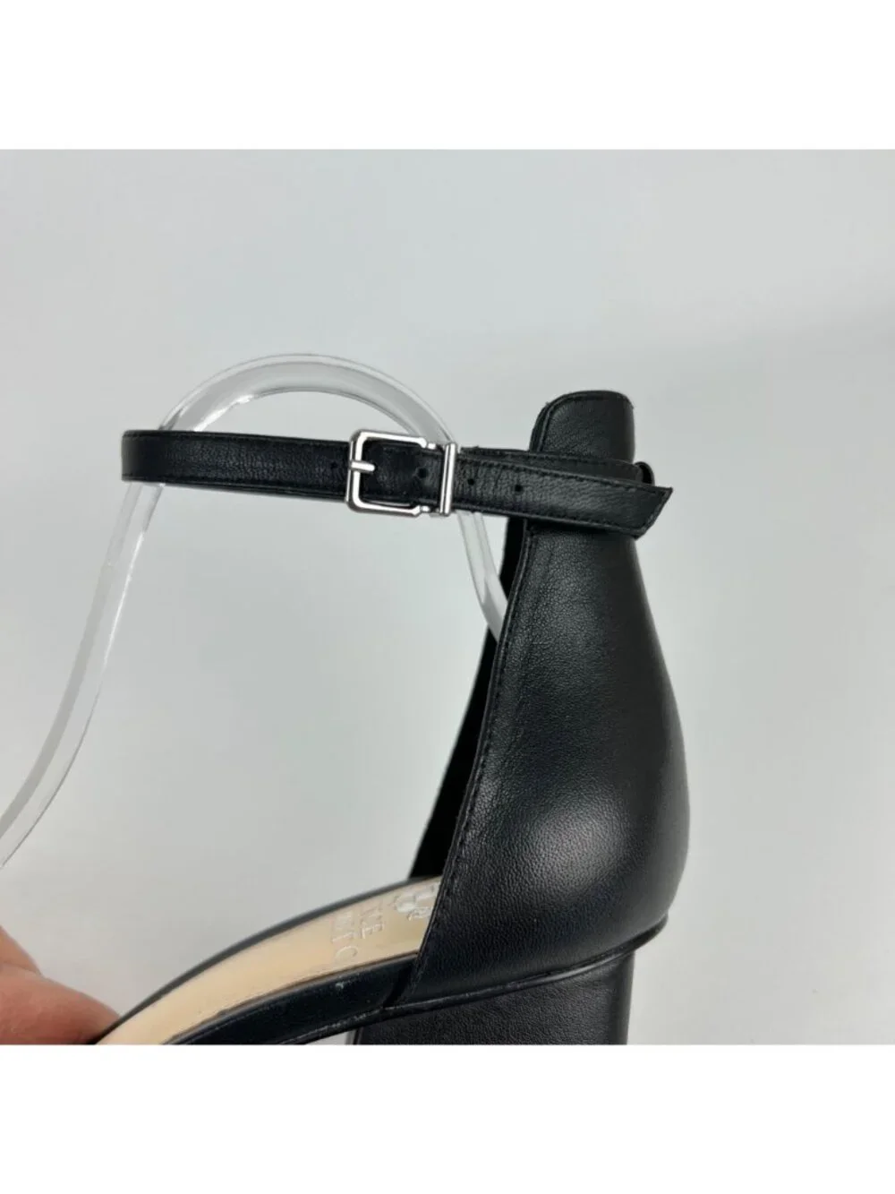 Vince Camuto Womens Margry Block Heel Sandal Black Leather Ankle Strap size 11